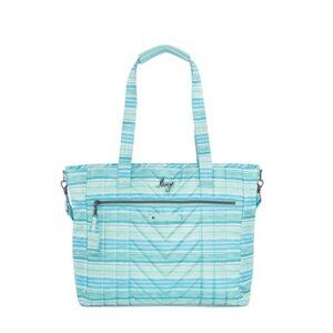 Lug Paddle Carry-All Tote Love Waves Aqua Pastel Stripes